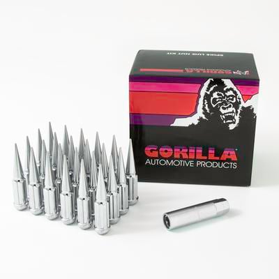 Gorilla Automotive 24-Piece 12mmx1.5 Spike Lug Nut Kit (Chrome) - SPK6-14150